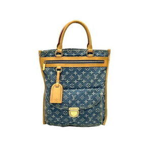 Louis Vuitton Flat Shopper Handbag Monogram Denim Blue